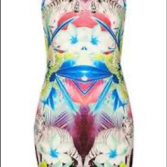 Topshop Tropical White Tiger Print Body-Con dress, Size 8 - Picture 3 of 8